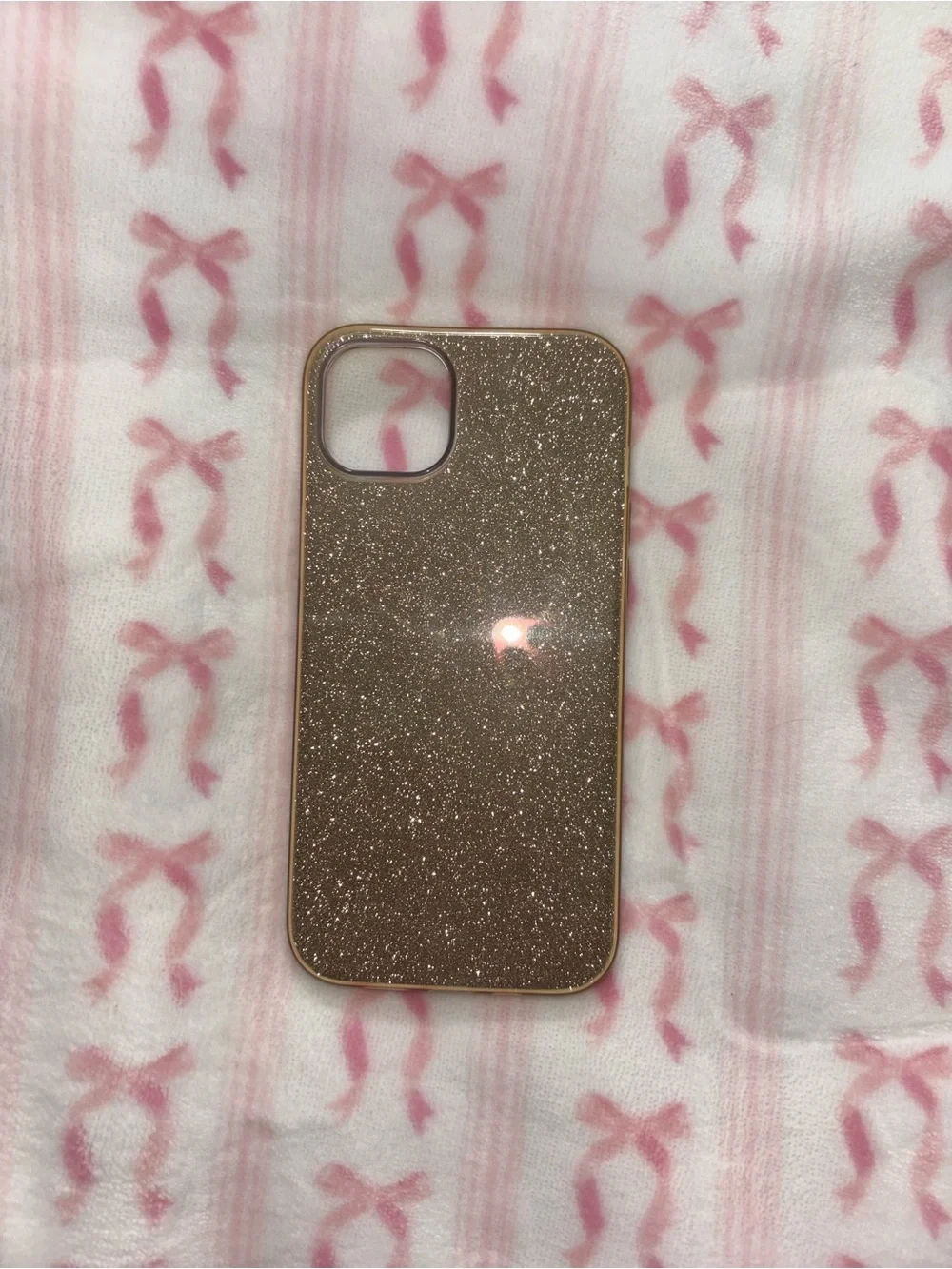 iPhone 15 plus Glitter Rose Gold Phone Case - Compatible Smartphone Accessory
